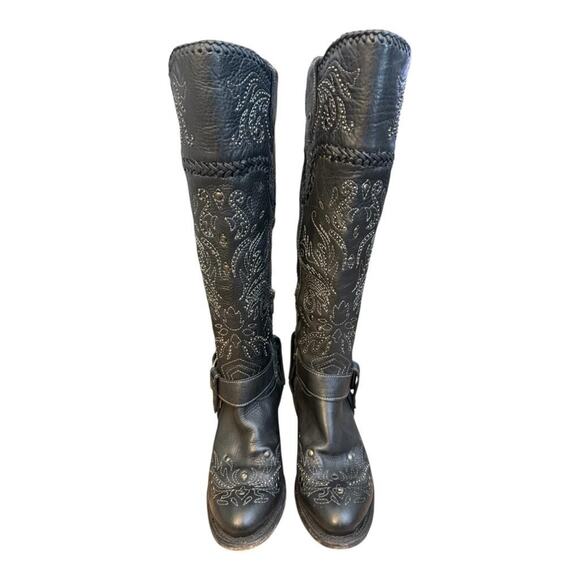 Black Star Boots Andromeda Knee High Studded Cowboy Boot Women size 6 - Picture 6 of 10